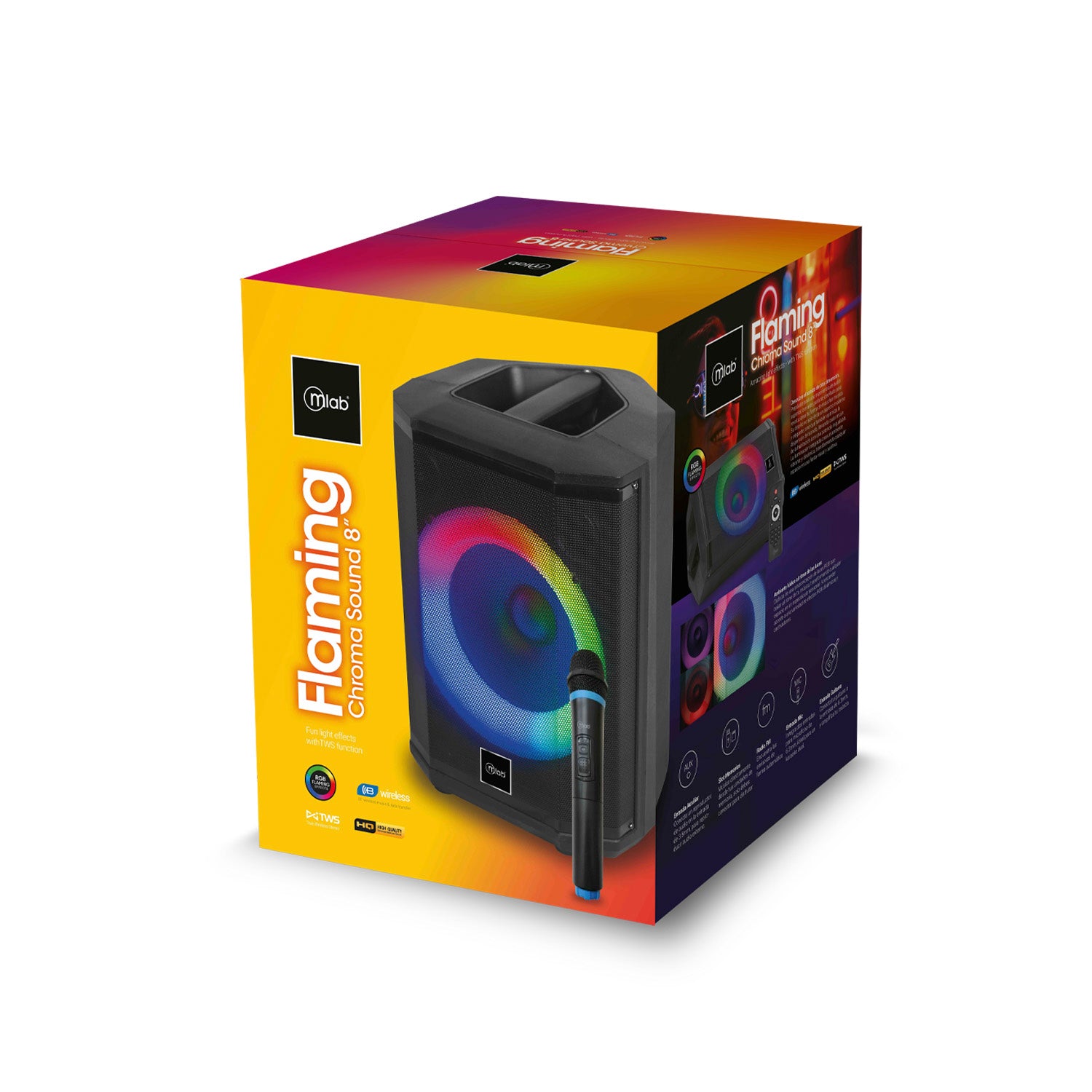 PARLANTE KARAOKE FLAMING CHROMA SOUND 8” BT/40W MLAB 09479