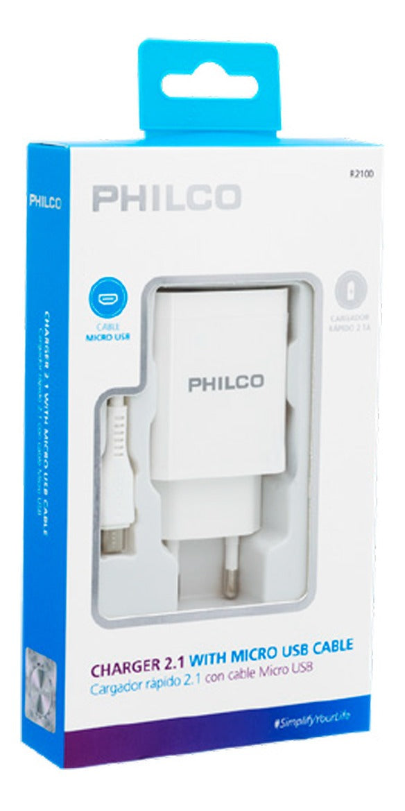 Cargador Philco 2 Usb + V8 2 Amp R2100