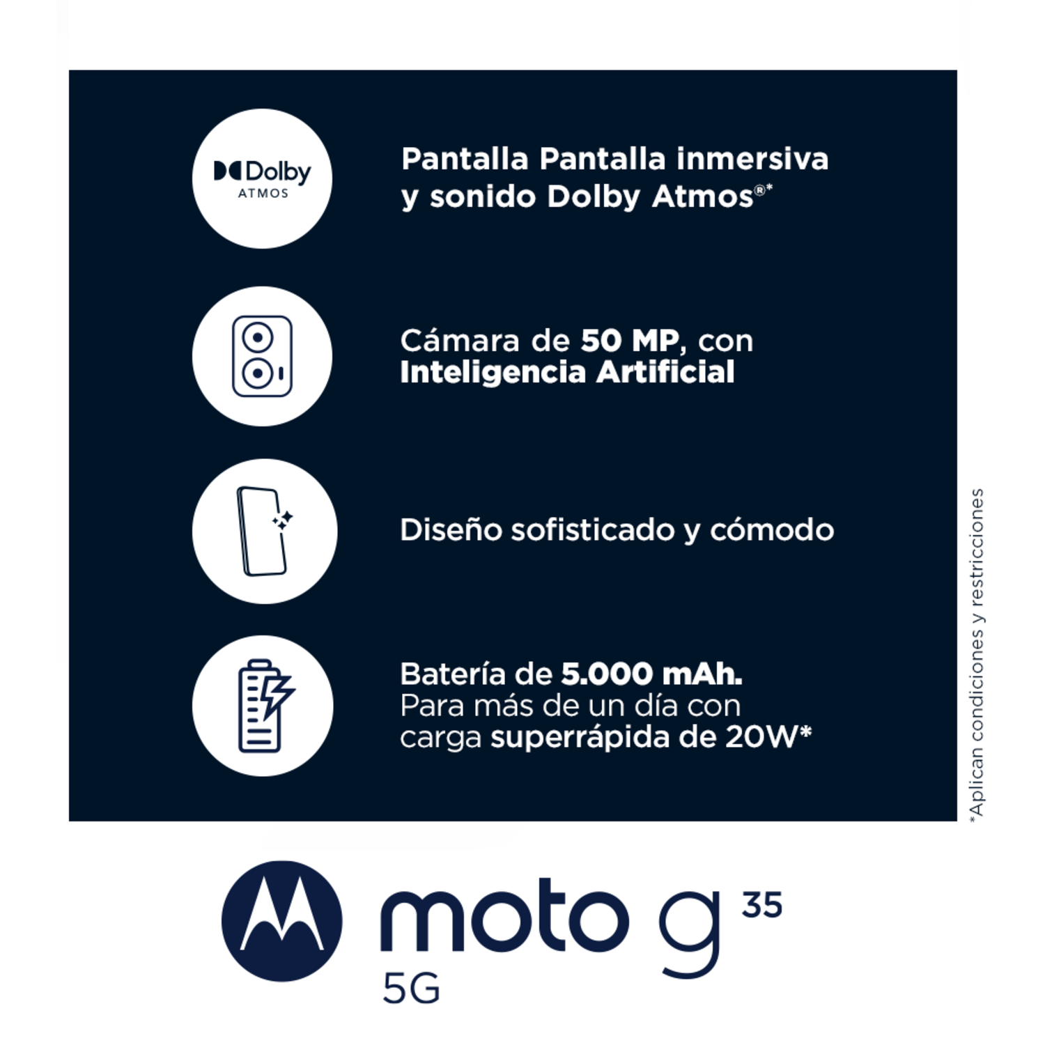 TELEFONO MOTO G35 5G 4RAM/128GB NEGRO MOTOROLA XT2433-2