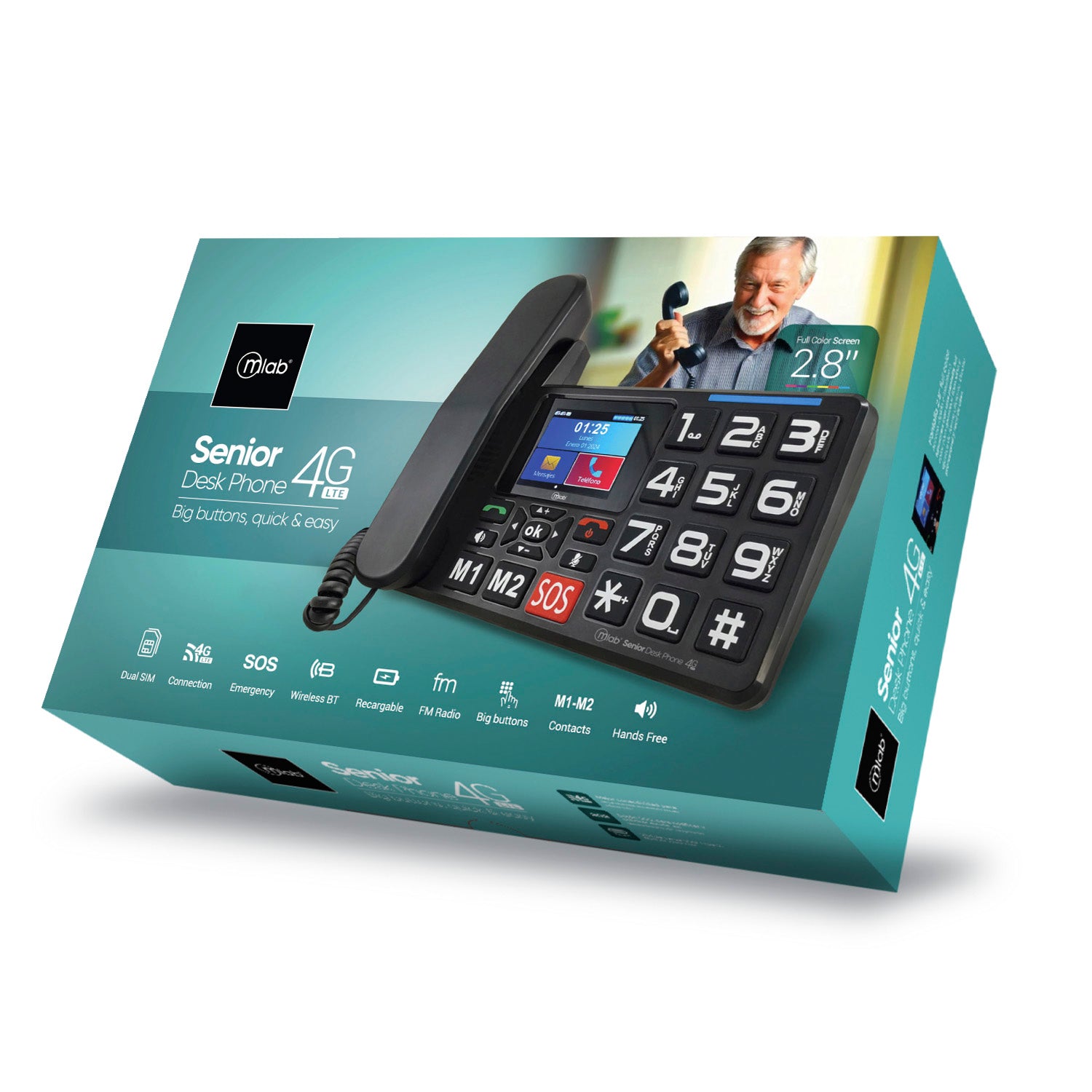 TELEFONO FIJO SENIOR BT 4G SOS 2.8 BIG BUTTON MLAB 09440