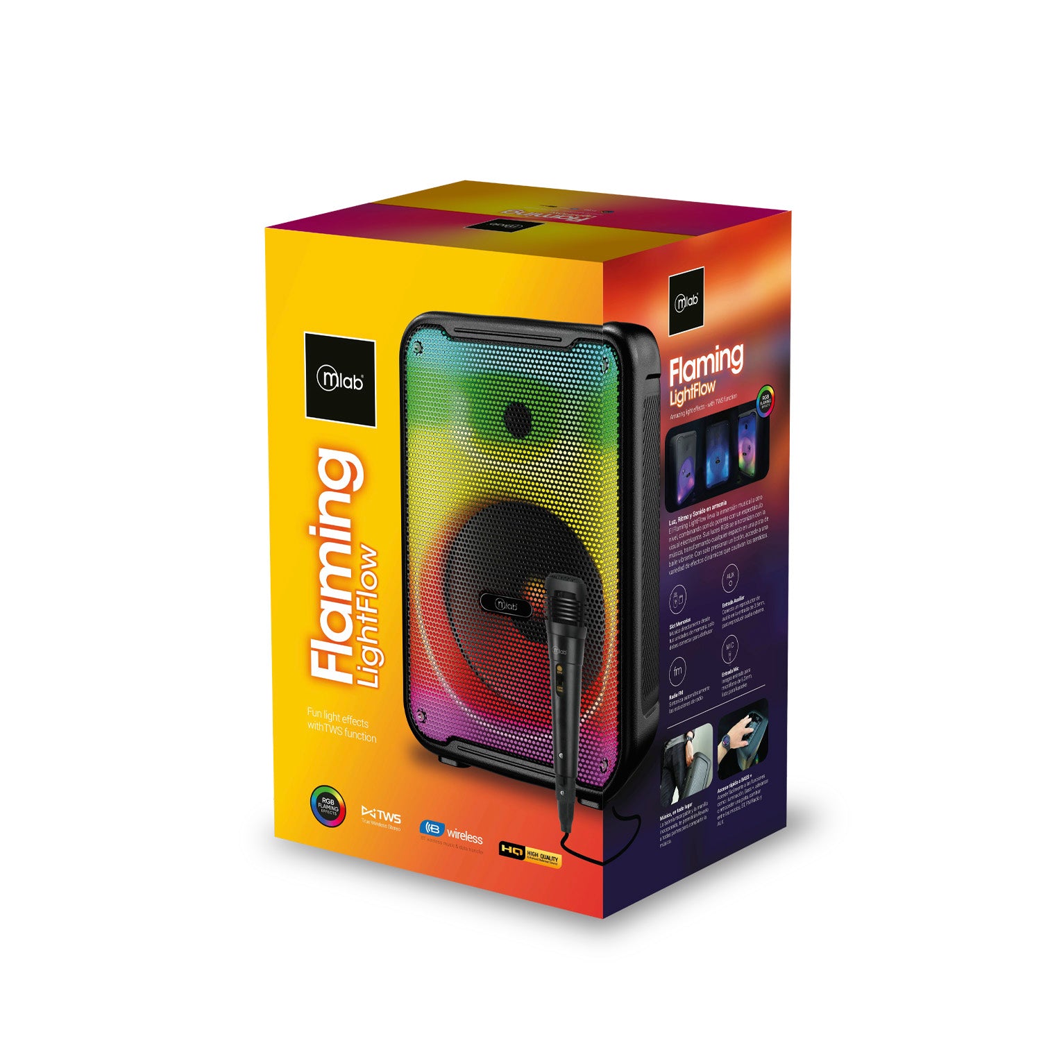 PARLANTE KARAOKE FLAMING LIGHTFLOW 8” BT/20W MLAB 09487