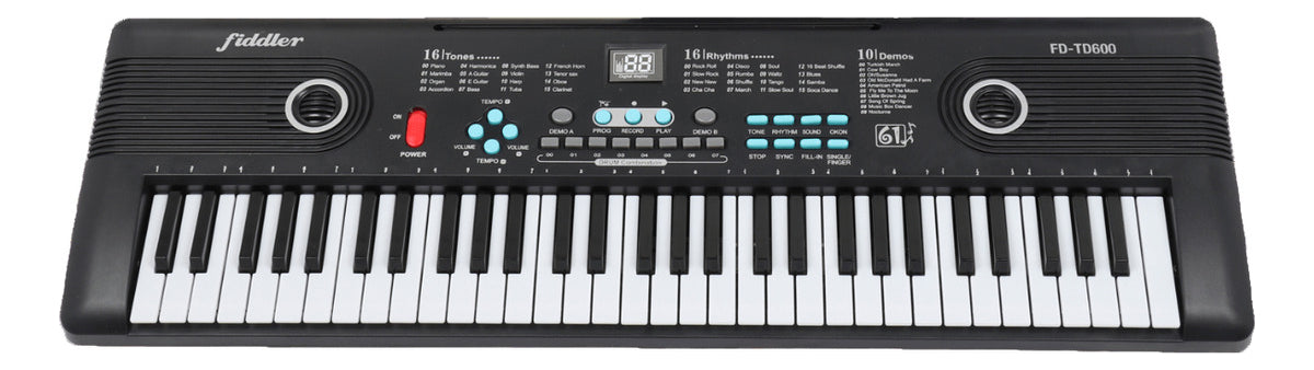 Teclado Electrónico 61 Teclas Lite De Niños Fiddler Fd-td600 Color Negro