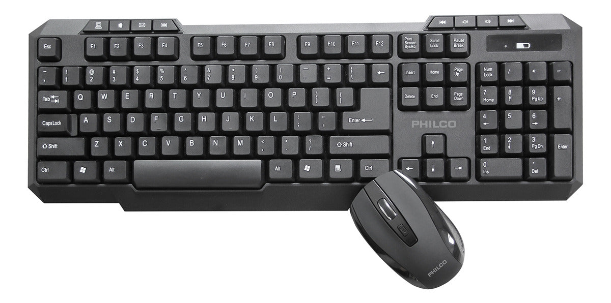 Combo Teclado Y Mouse Inalambrico Philco 1600 Dpi K5204 105 Color Del Mouse Negro Color Del Teclado Negro