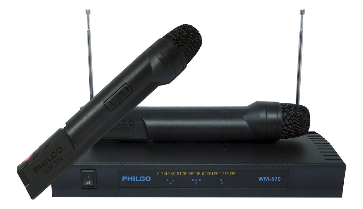 Kit 2 Micrófonos Inalámbricos Vhf/fm Wm570, Philco