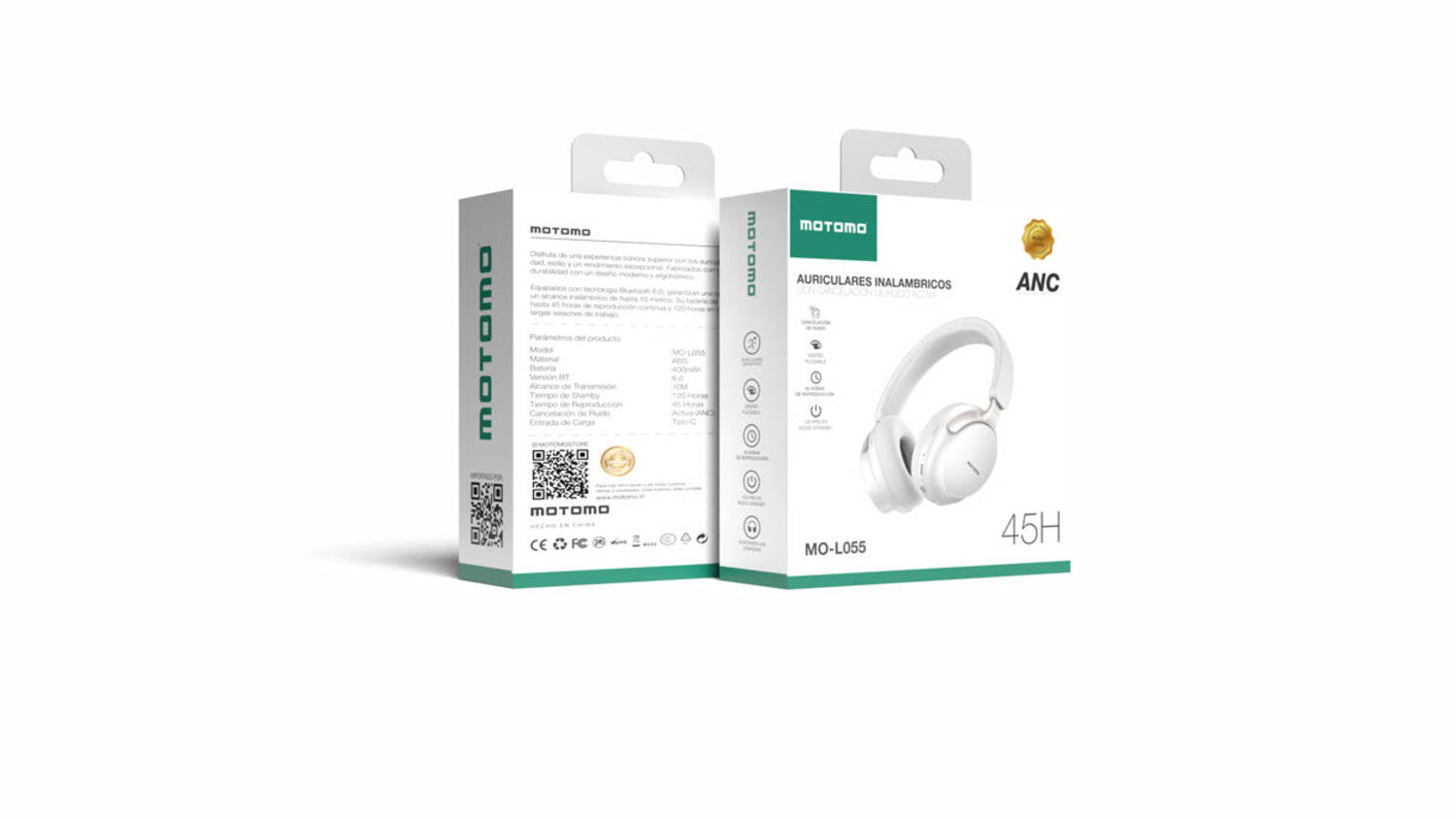 AUDÍFONOS BT CRUIDO ANC+ENC 45H/120H BLANCO MOTOMO AUHEMO30